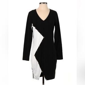 Exclusive asymmetrical‎ cozy long sleeved fleece dress, size small